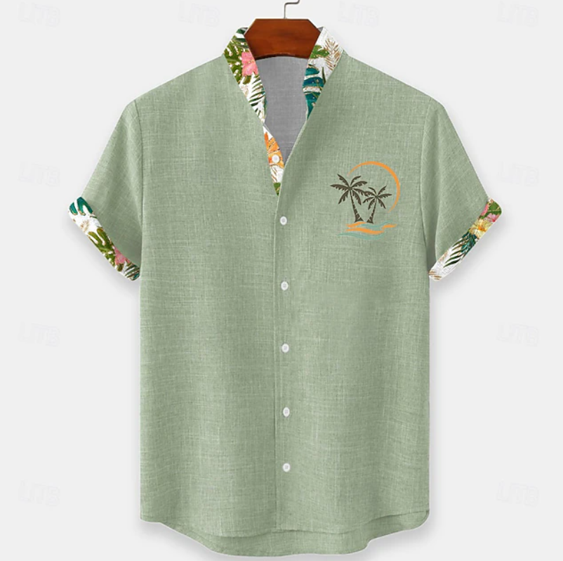 Apolinario | Camisa manga corta con bordado de palmera