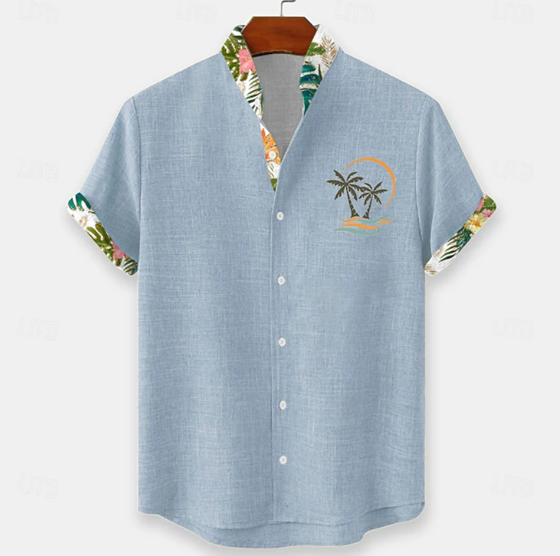 Apolinario | Camisa manga corta con bordado de palmera
