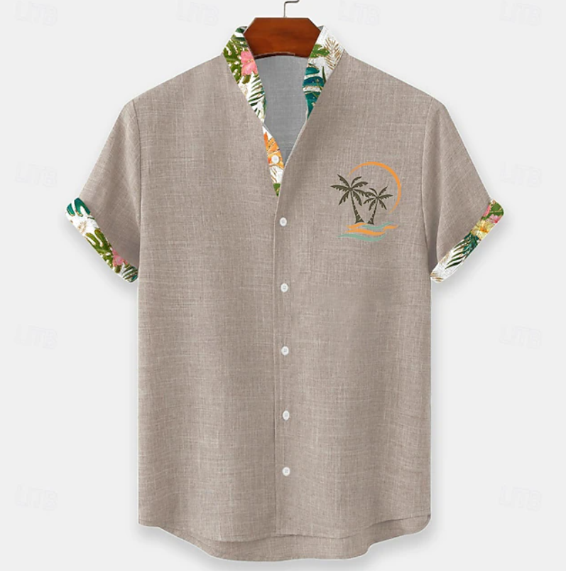 Apolinario | Camisa manga corta con bordado de palmera