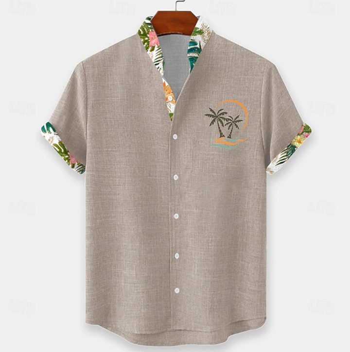 Apolinario | Camisa manga corta con bordado de palmera