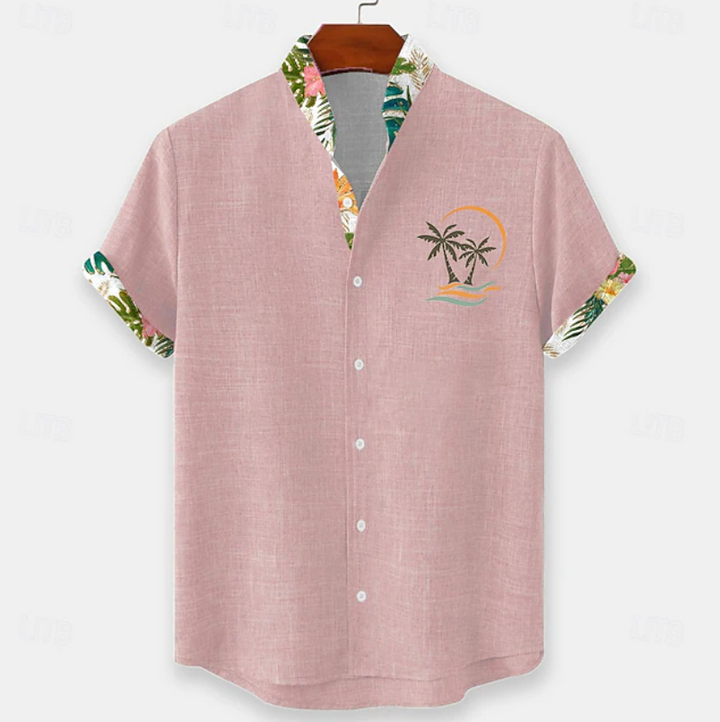 Apolinario | Camisa manga corta con bordado de palmera