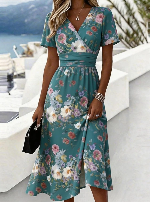 Stephany | Vestido midi floral cruzado