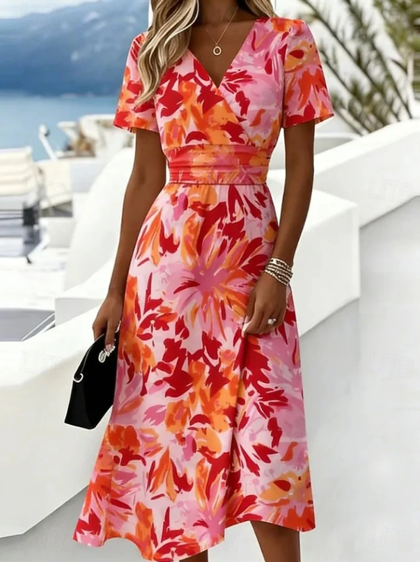 Stephany | Vestido midi floral cruzado