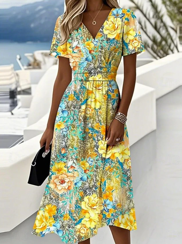 Stephany | Vestido midi floral cruzado