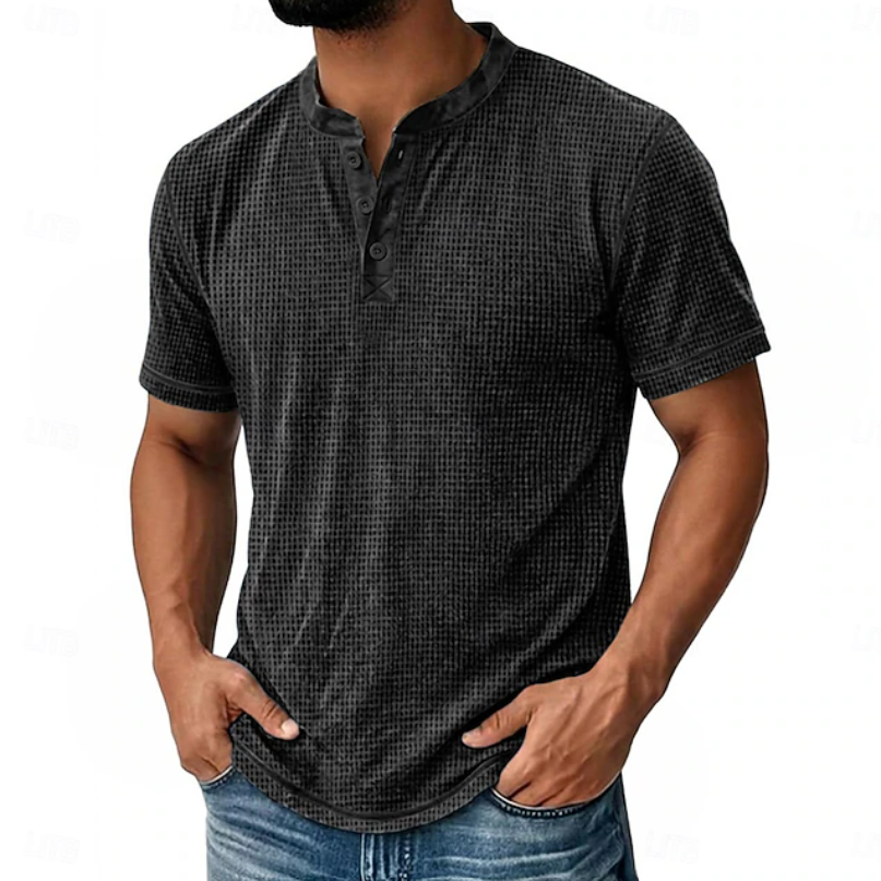 Renato | Polera henley texturada manga corta
