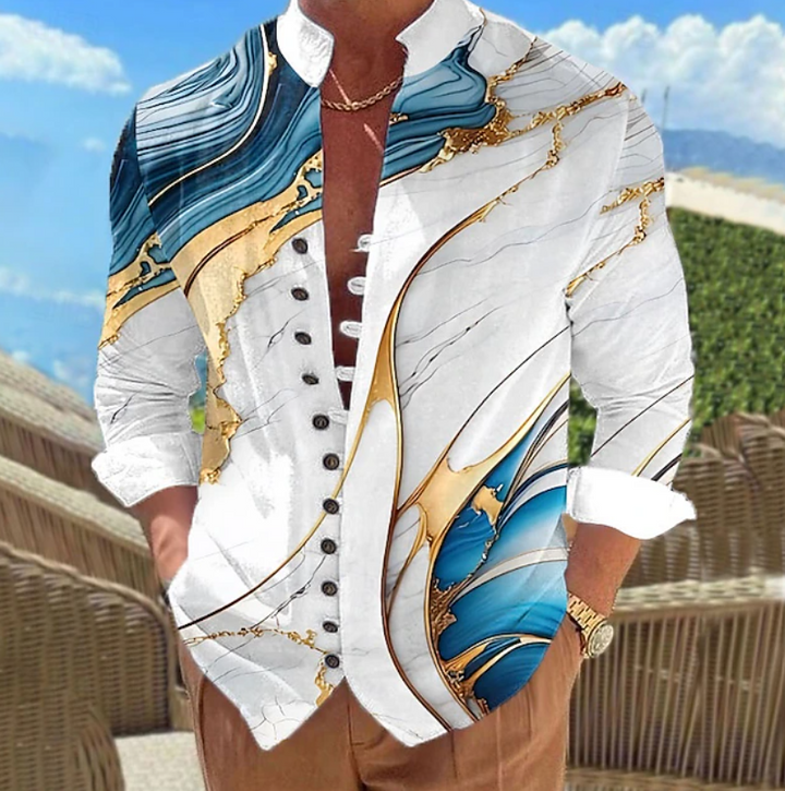 Marcial | Camisa manga larga con estampado artístico