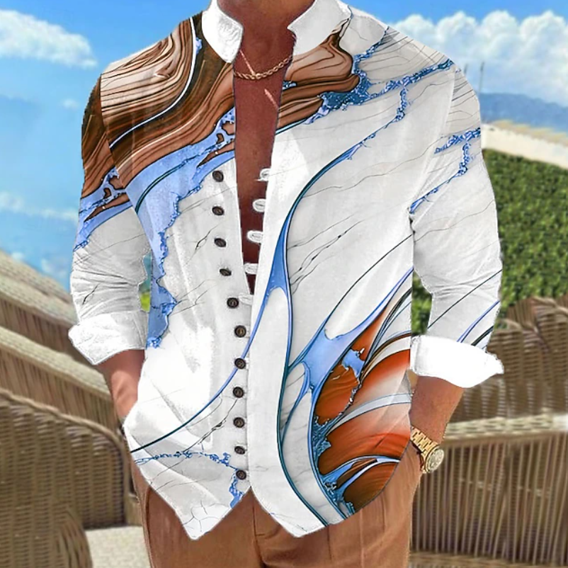 Marcial | Camisa manga larga con estampado artístico