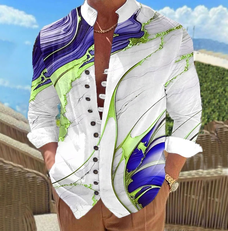 Marcial | Camisa manga larga con estampado artístico