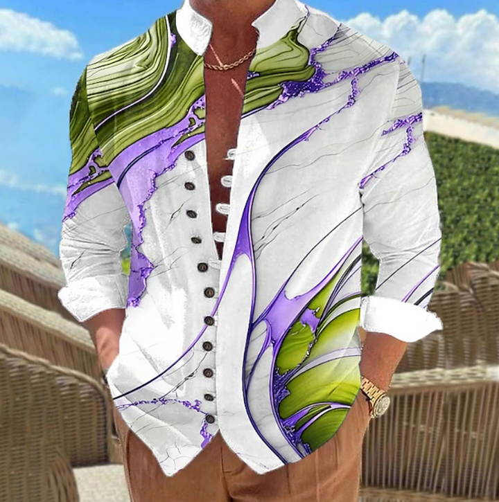 Marcial | Camisa manga larga con estampado artístico