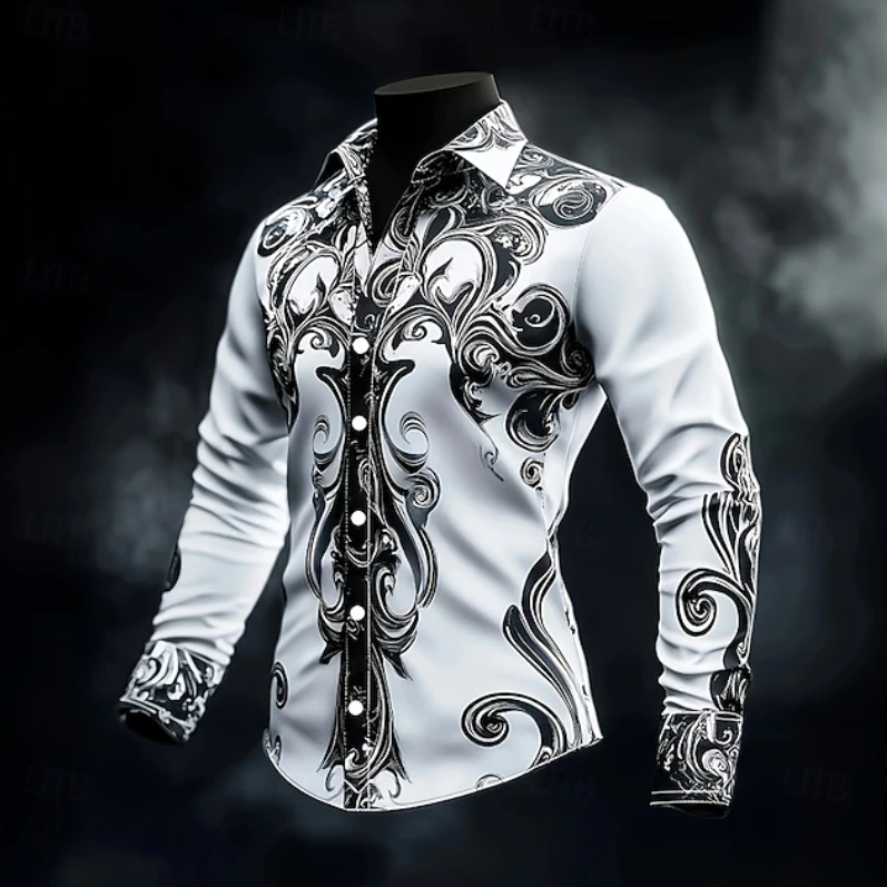 Sebastián | Camisa manga larga con estampado ornamental