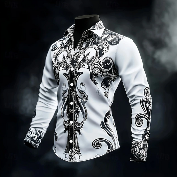 Sebastián | Camisa manga larga con estampado ornamental