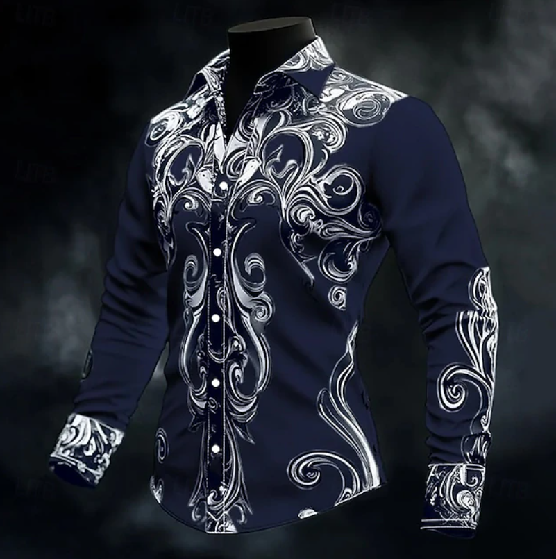Sebastián | Camisa manga larga con estampado ornamental