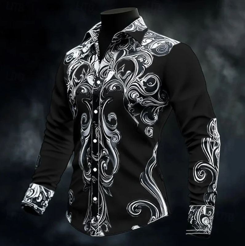 Sebastián | Camisa manga larga con estampado ornamental