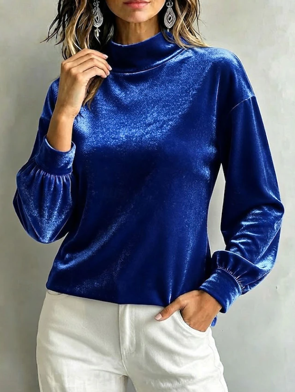 Orfelina | Blusa cuello alto efecto terciopelo
