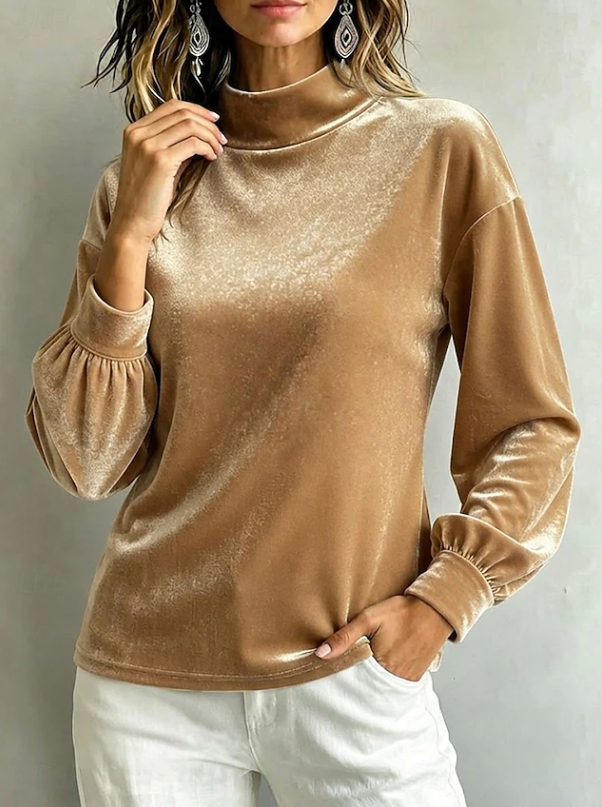 Orfelina | Blusa cuello alto efecto terciopelo