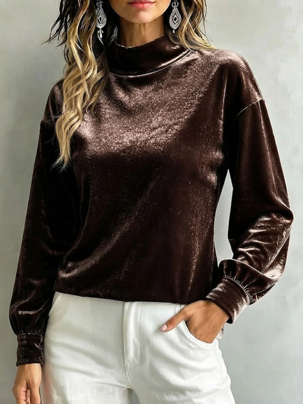 Orfelina | Blusa cuello alto efecto terciopelo
