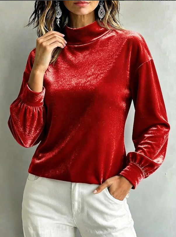 Orfelina | Blusa cuello alto efecto terciopelo