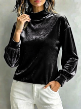 Orfelina | Blusa cuello alto efecto terciopelo