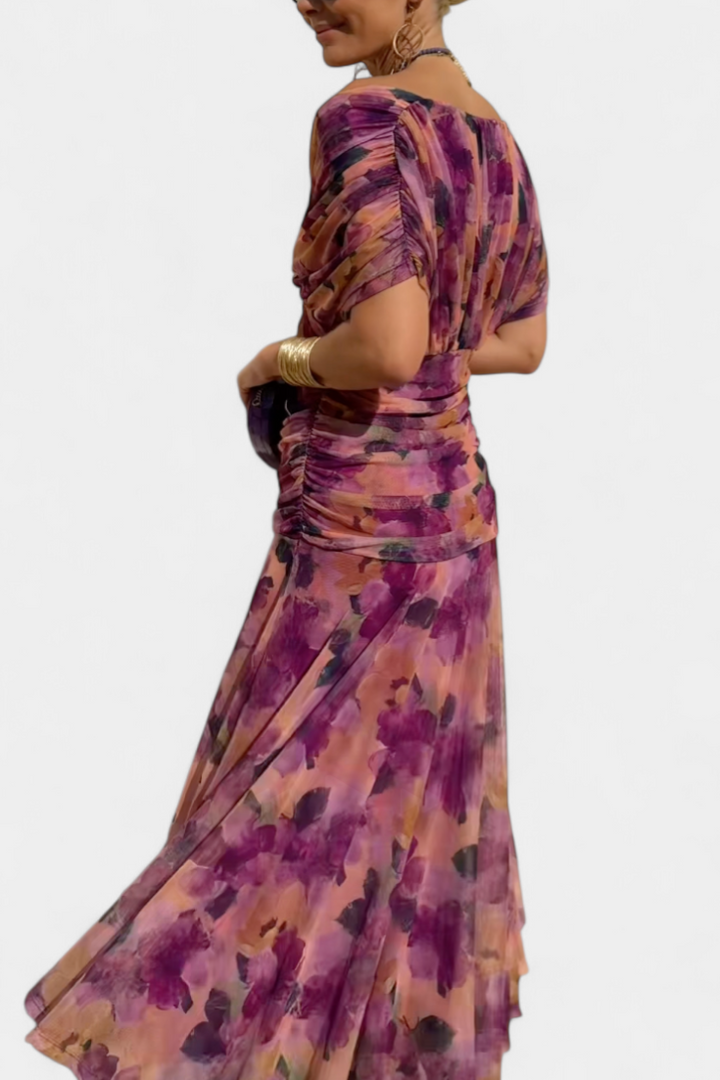 María Emilia | Vestido off shoulder plisado