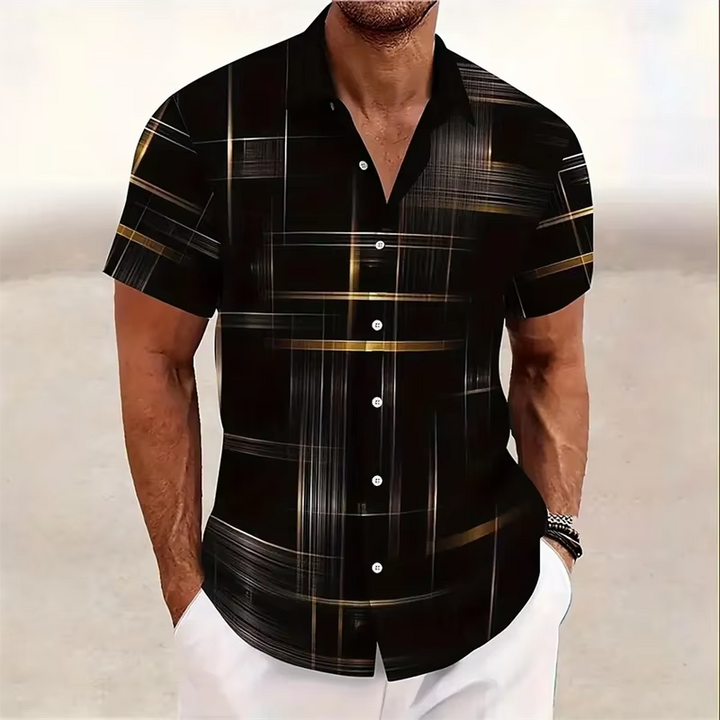Alejandro | Camisa manga corta con estampado de líneas