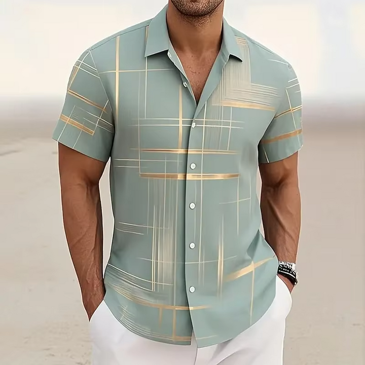 Alejandro | Camisa manga corta con estampado de líneas
