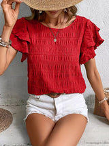 Vanessa | Blusa texturada con mangas volantes