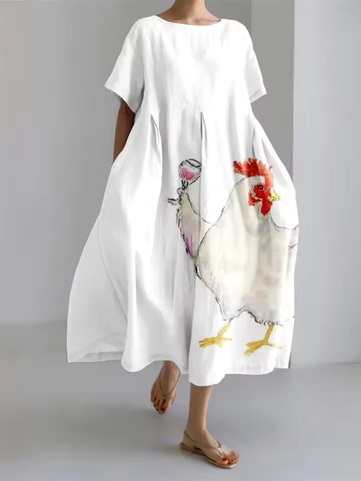 Rosario | Vestido largo suelto cuello redondo