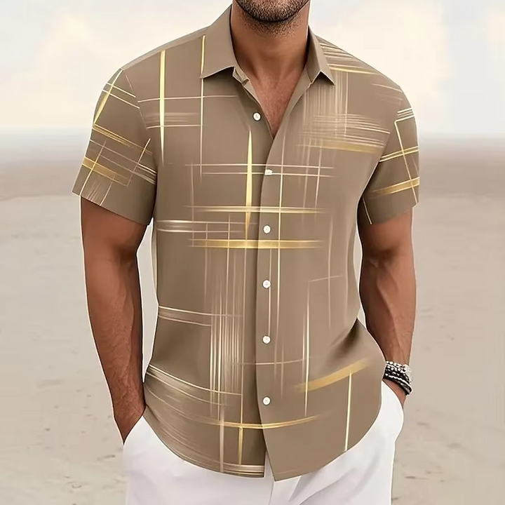 Alejandro | Camisa manga corta con estampado de líneas