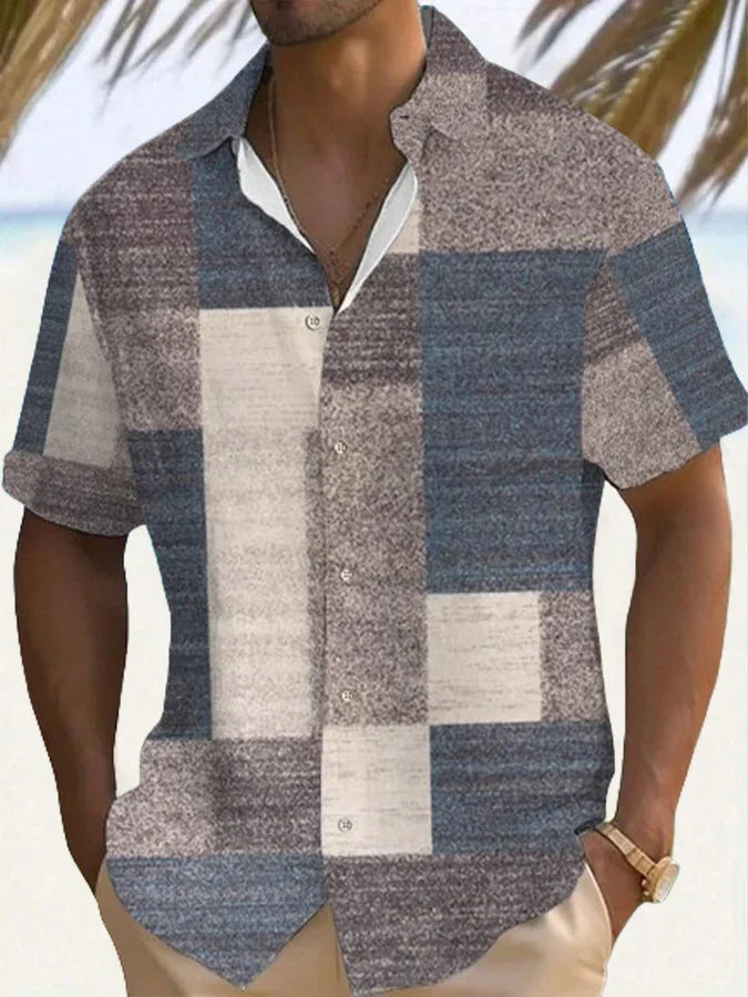 Luciano | Camisa retro de bloques de color