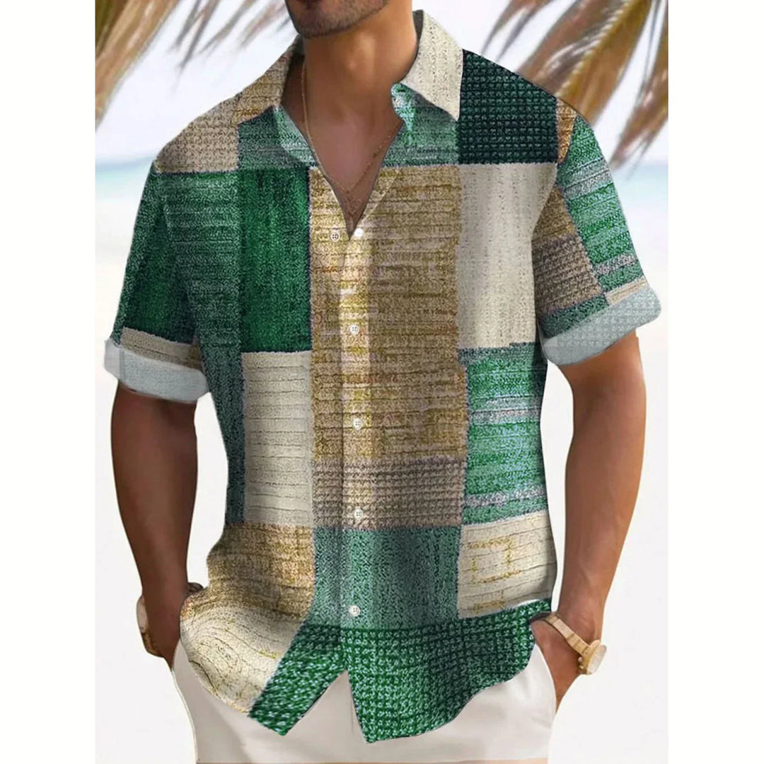 Luciano | Camisa retro de bloques de color