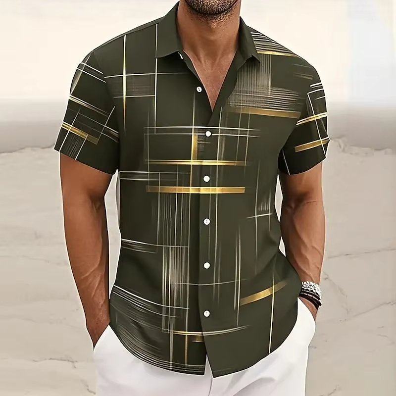 Alejandro | Camisa manga corta con estampado de líneas