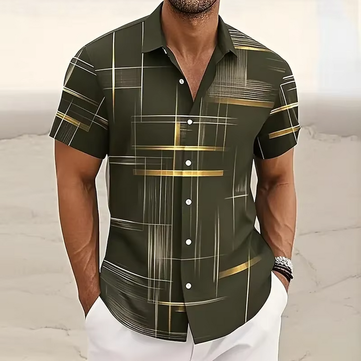 Alejandro | Camisa manga corta con estampado de líneas