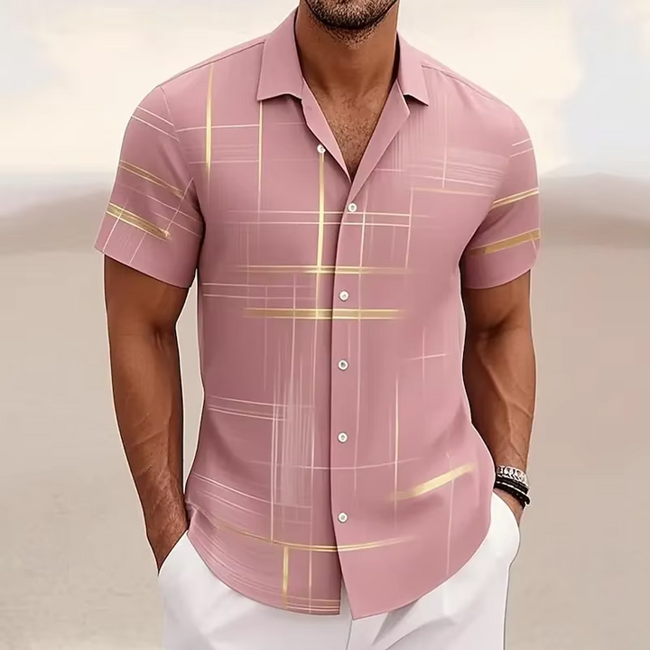 Alejandro | Camisa manga corta con estampado de líneas