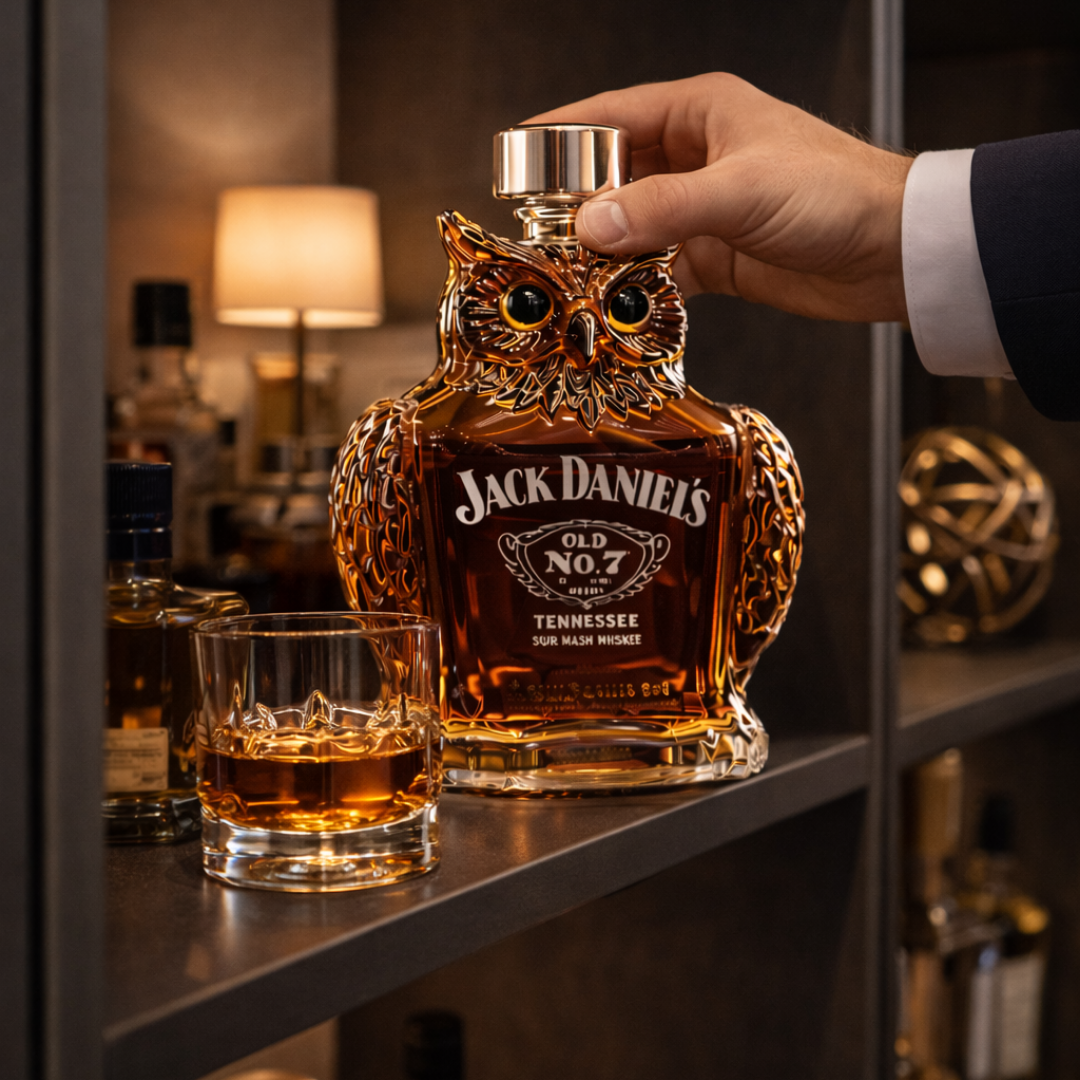 Benjamín | Botella de whisky diseño búho
