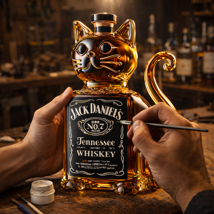 Adolfo | Botella de whisky diseño gato