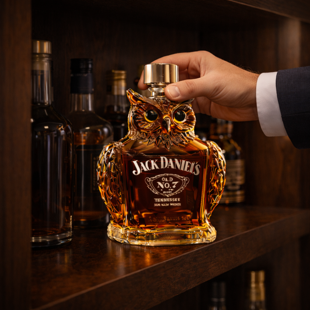 Benjamín | Botella de whisky diseño búho
