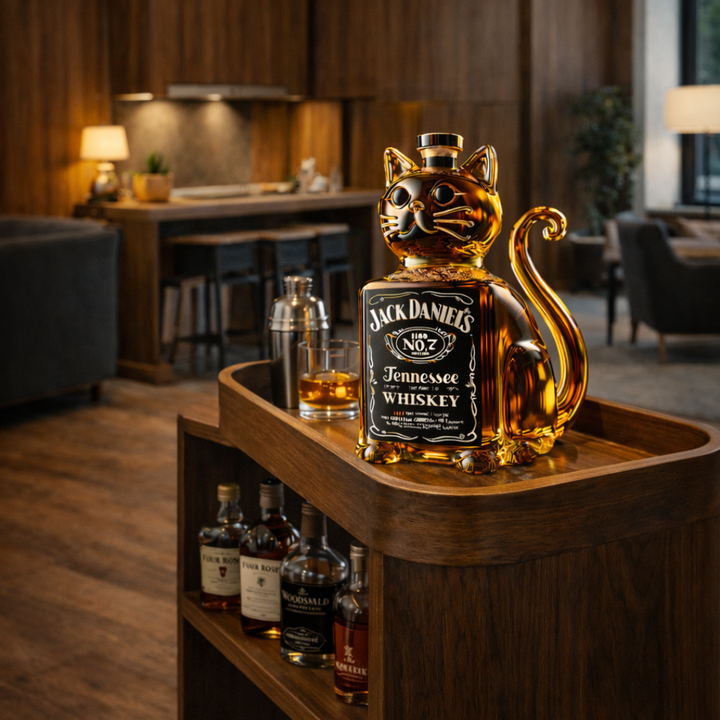 Adolfo | Botella de whisky diseño gato