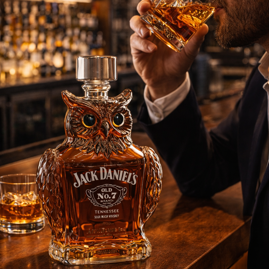 Benjamín | Botella de whisky diseño búho