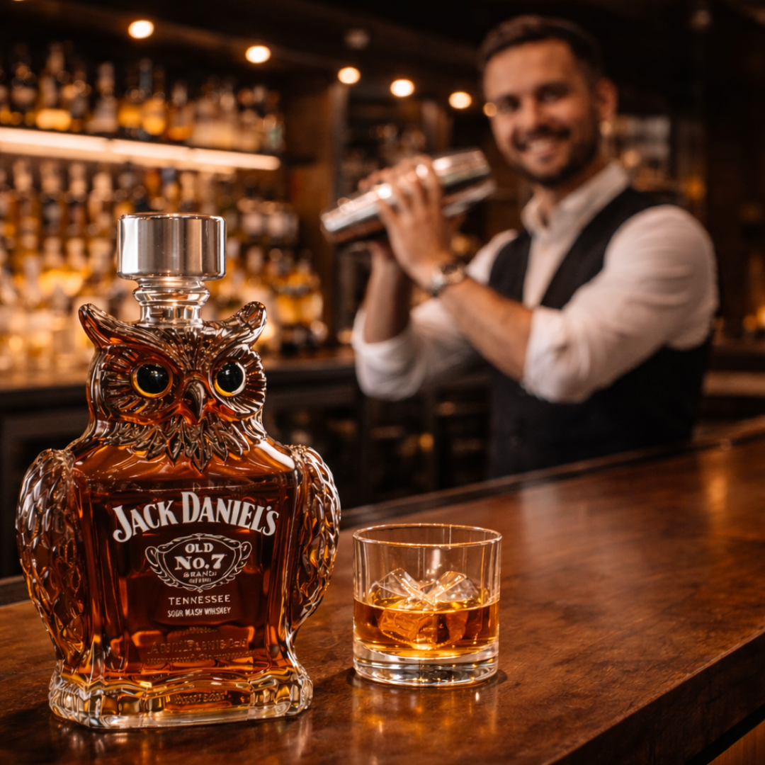 Benjamín | Botella de whisky diseño búho