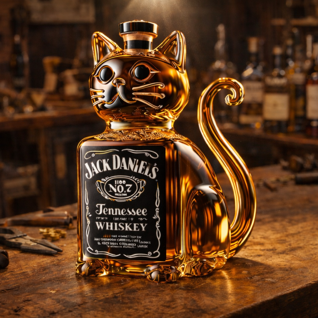 Adolfo | Botella de whisky diseño gato