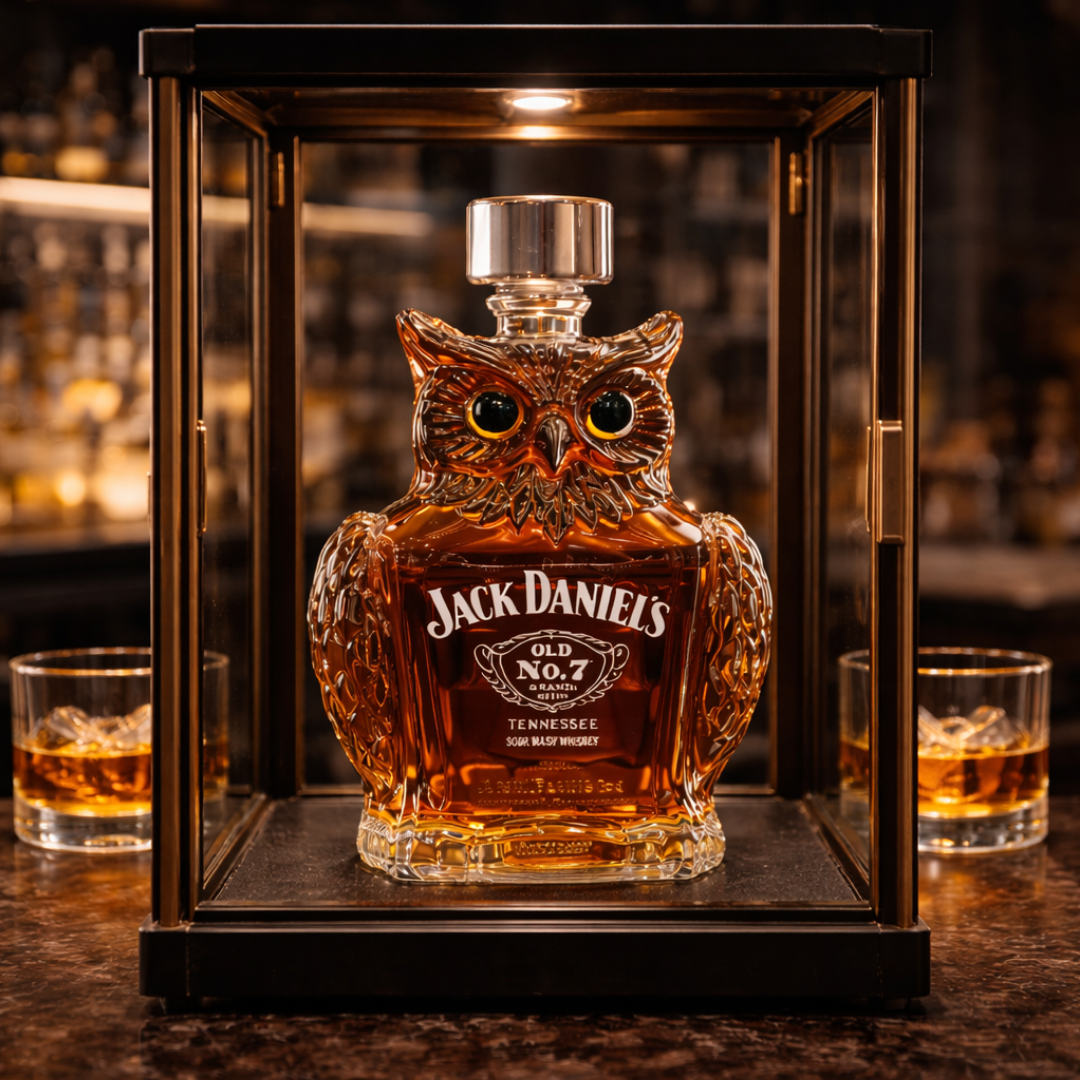 Benjamín | Botella de whisky diseño búho