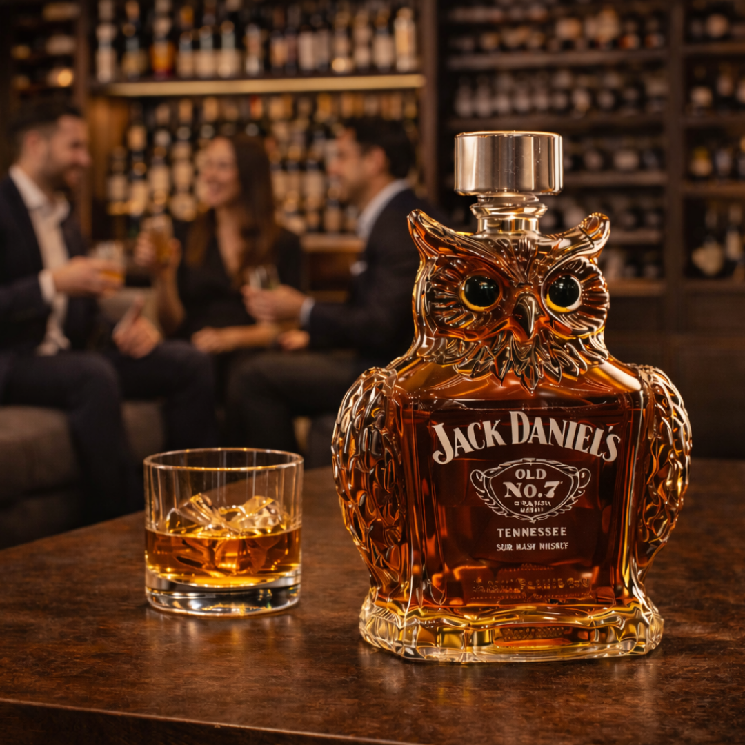 Benjamín | Botella de whisky diseño búho