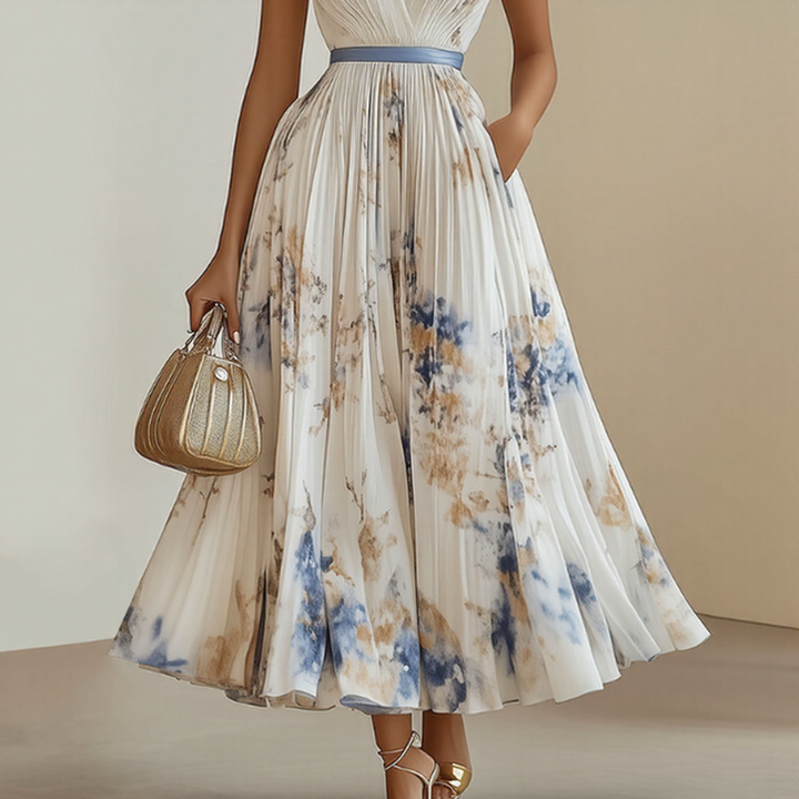 Bernardita | Vestido largo plisado escote V