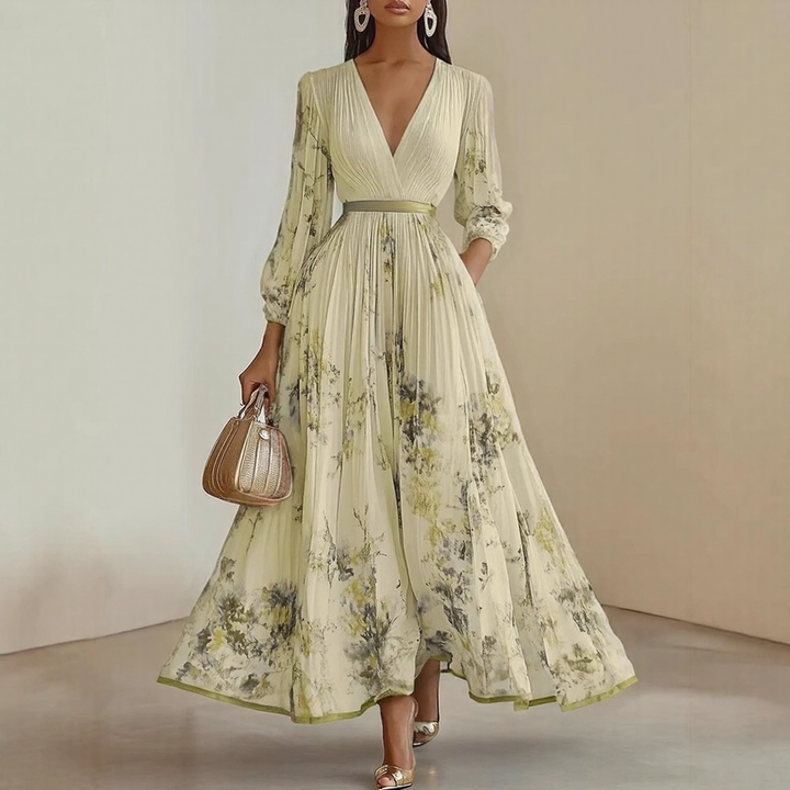 Bernardita | Vestido largo plisado escote V