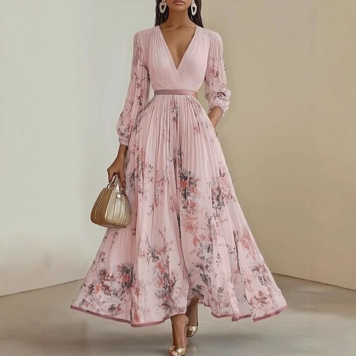 Bernardita | Vestido largo plisado escote V