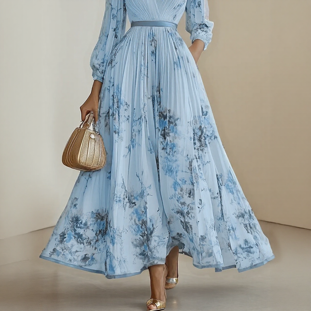 Bernardita | Vestido largo plisado escote V