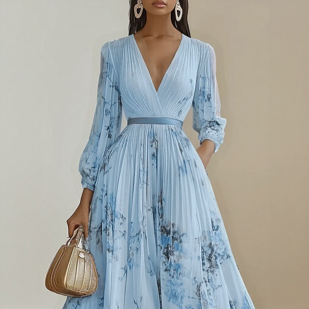 Bernardita | Vestido largo plisado escote V