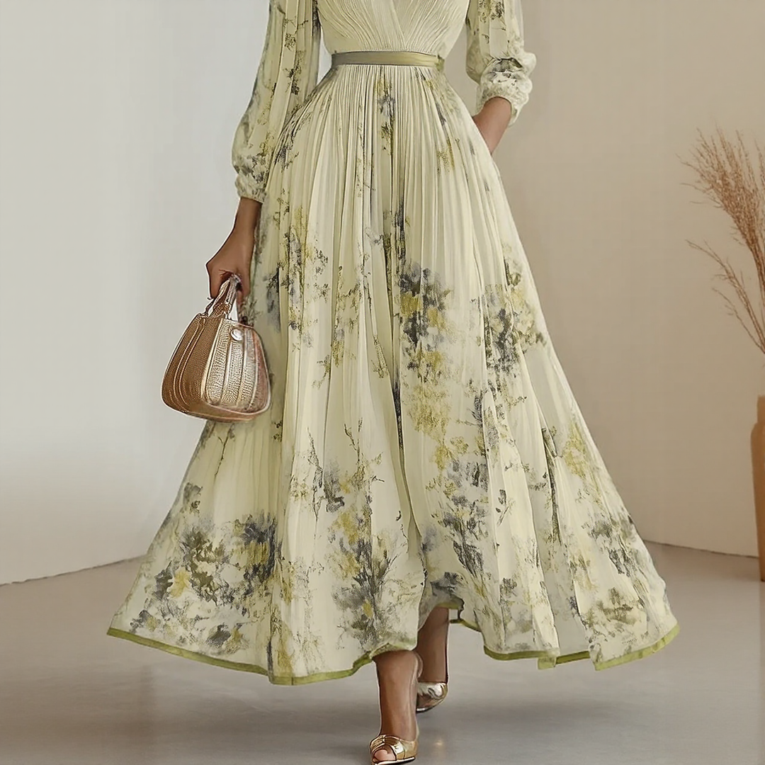 Bernardita | Vestido largo plisado escote V
