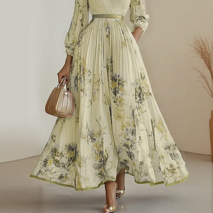 Bernardita | Vestido largo plisado escote V