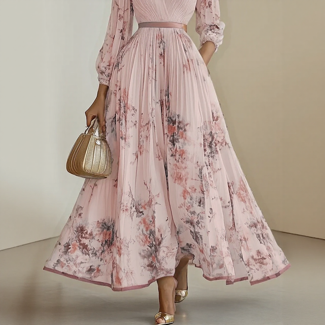 Bernardita | Vestido largo plisado escote V